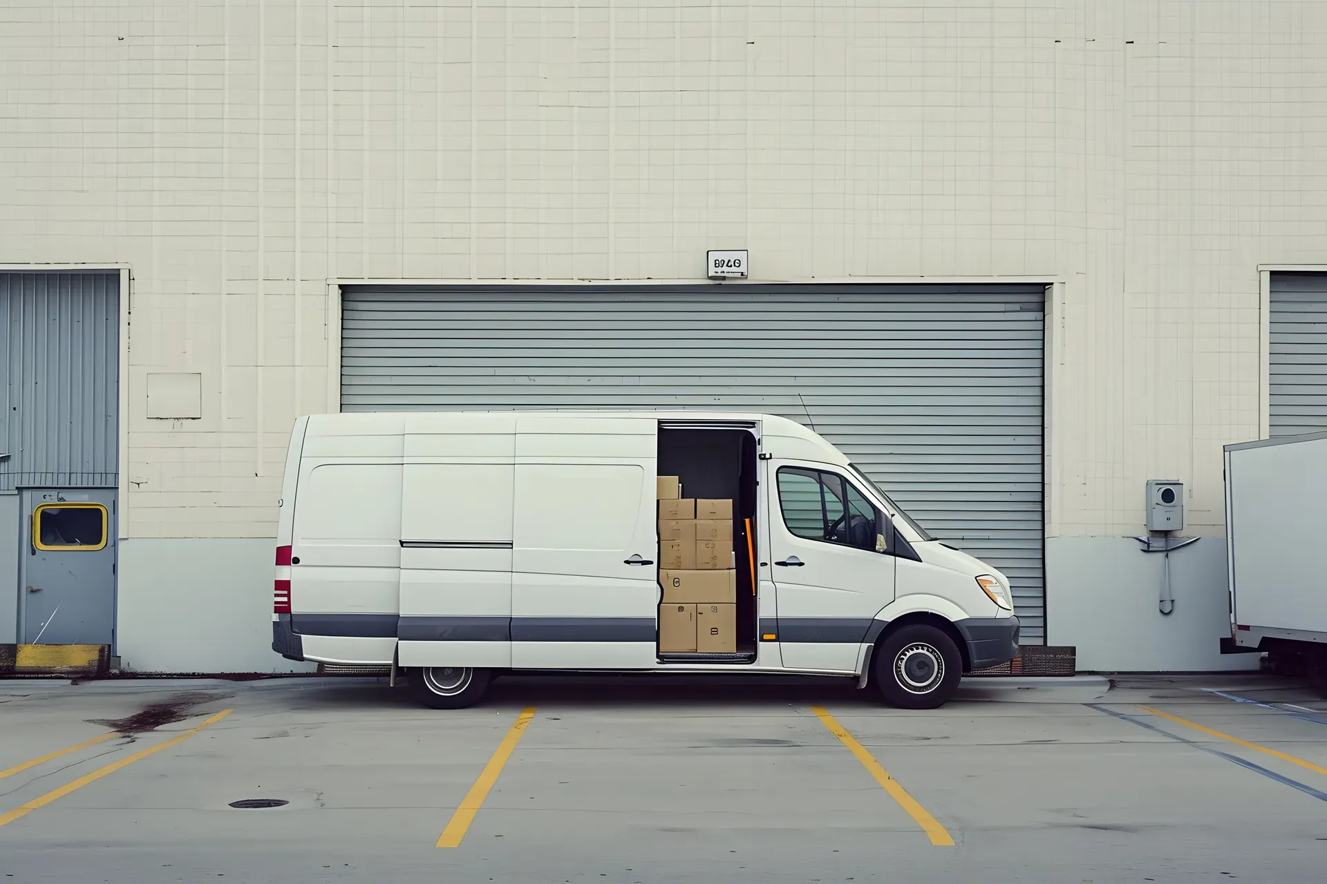 Package securely loaded in a van for express delivery